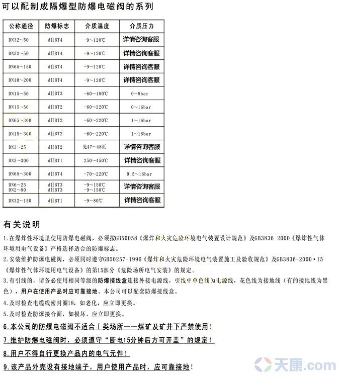 天康防爆電磁閥 天康防爆電磁閥